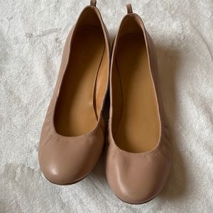 J. Crew Nude Ballet Flats Light Pink Beige Leather Slip On Shoes Side 7.5